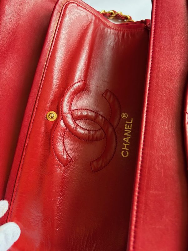chanel 1984 vintage archival iconic red 2.55 timeless double flap 24k ghw w/box