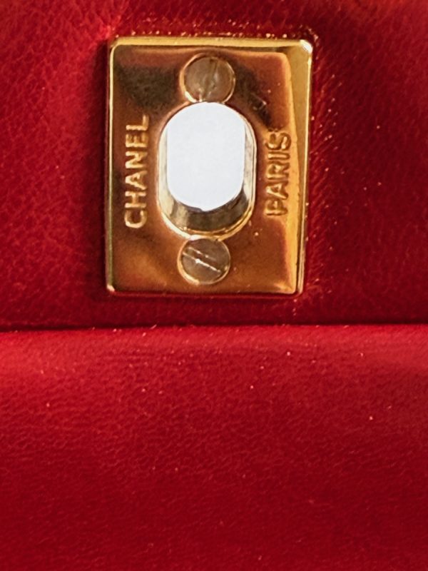 chanel 1984 vintage archival iconic red 2.55 timeless double flap 24k ghw w/box
