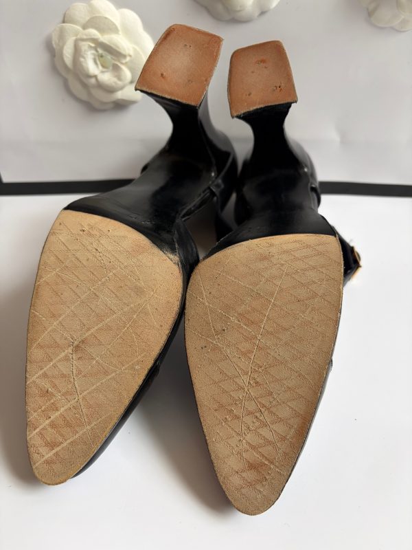 chanel by massaro haute couture signature two tone black leather high heels pump 1990