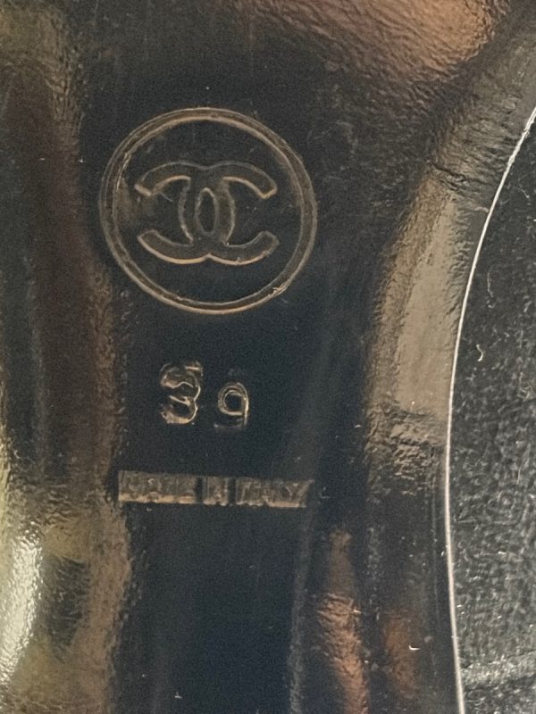 chanel cc logo black suede lace up knee high boots victorian high heels 1990s