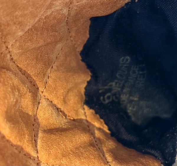 chanel vintage catwalk camel diamond quilted chanel logo long ski gloves c.1990s