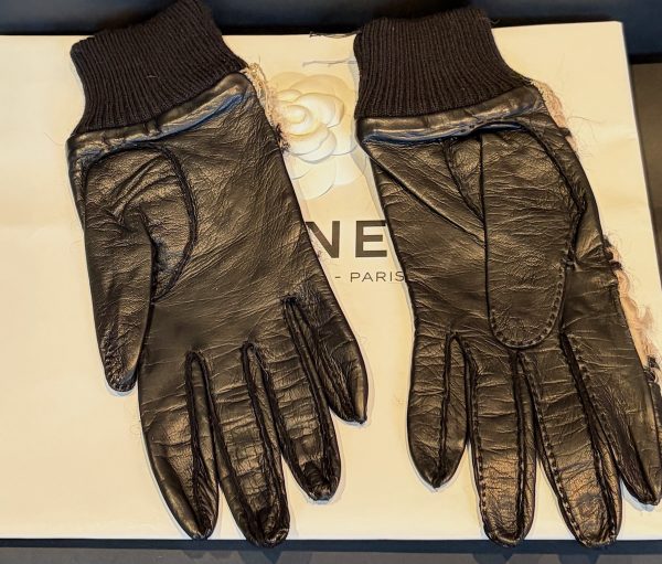 chanel vintage coco & chanel tweed leather archive gloves c.1990s