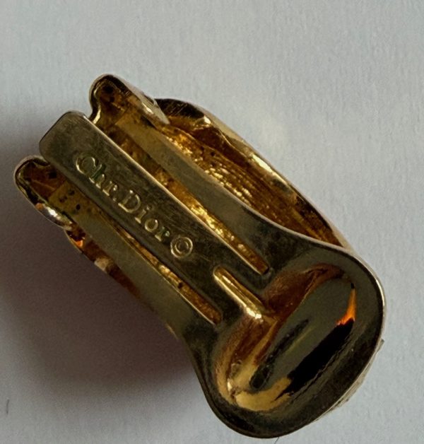 christian dior vintage gripoix ruby red diamante baguette & crystals earrings c.1980s