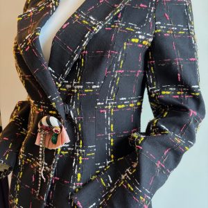 christian lacroix bazar vintage jacket black wool multi checked tartan 1991 1992