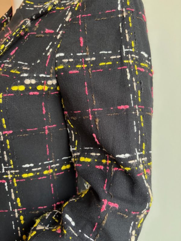 christian lacroix bazar vintage jacket black wool multi checked tartan 1991 1992