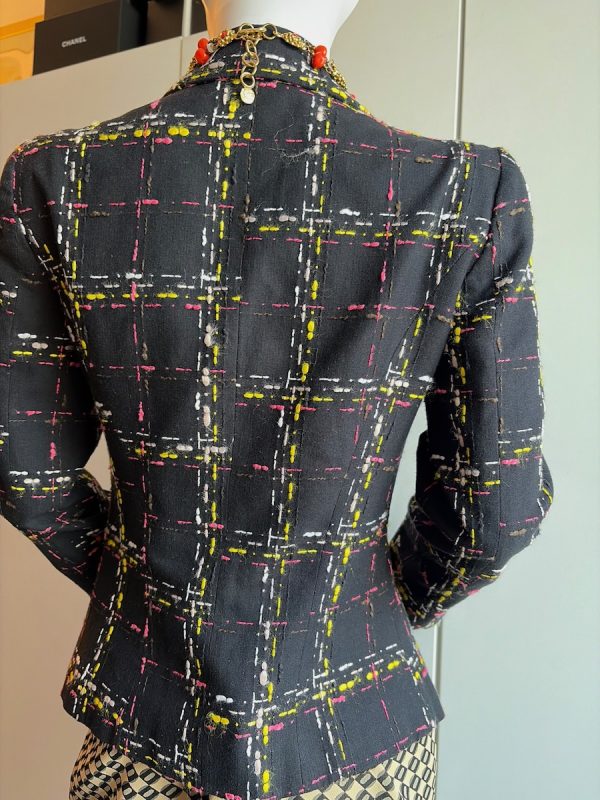 christian lacroix bazar vintage jacket black wool multi checked tartan 1991 1992