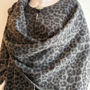 givenchy vintage cape coat leopard grey black prints c.1970s 1980s