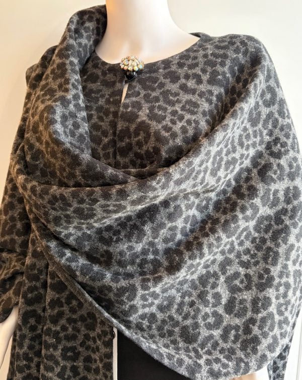 givenchy vintage cape coat leopard grey black prints c.1970s 1980s