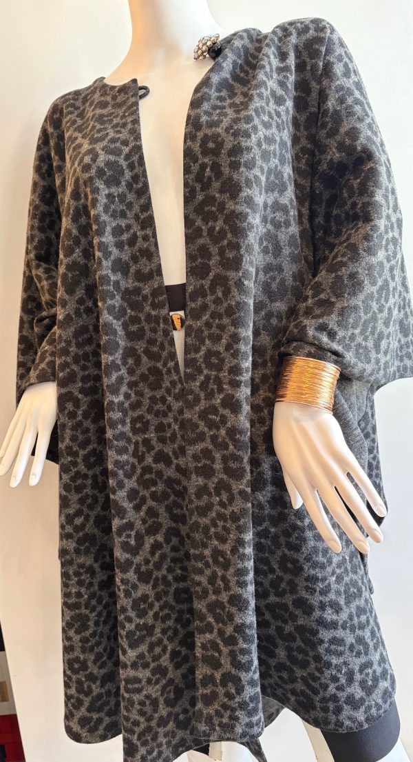 givenchy vintage cape coat leopard grey black prints c.1970s 1980s