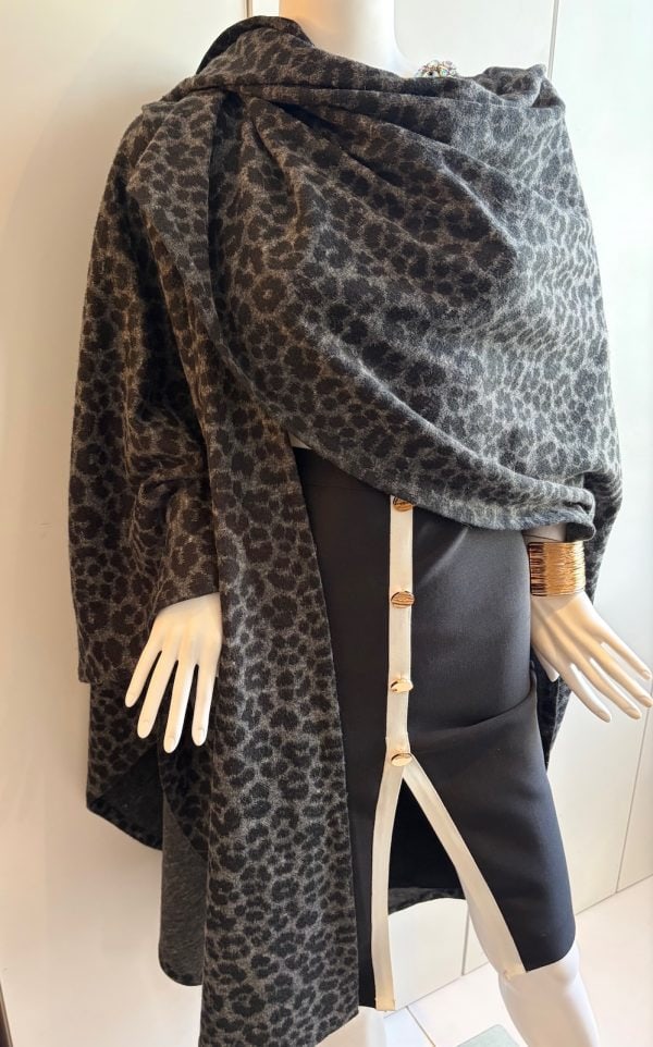 givenchy vintage cape coat leopard grey black prints c.1970s 1980s