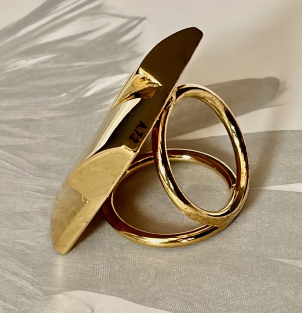 lanvin paris vintage scarf ring geometric square gold tone c.1970s 1980s