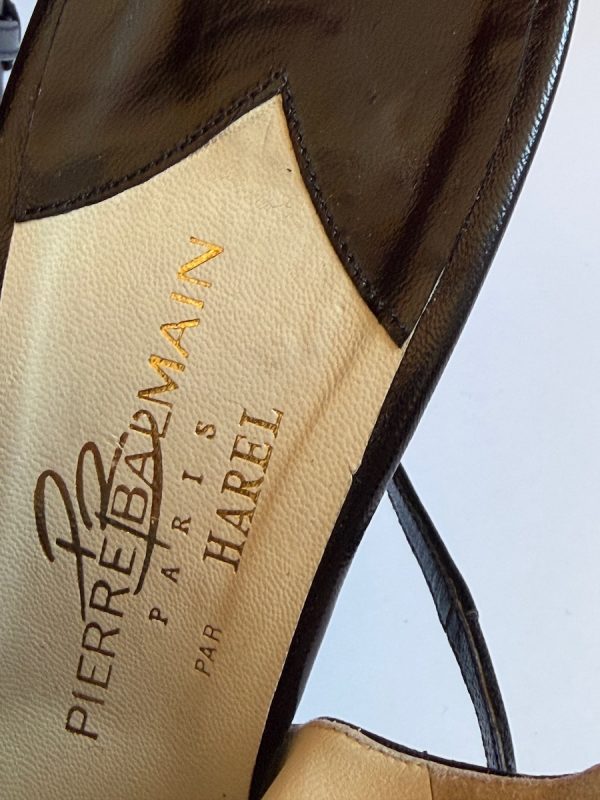pierre balmain by harel haute couture black slingback heels lace kidskin shoes 1990