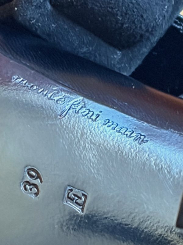 pierre balmain by harel haute couture kidskin black pump with suede wrap strap buckle c.1990 1991