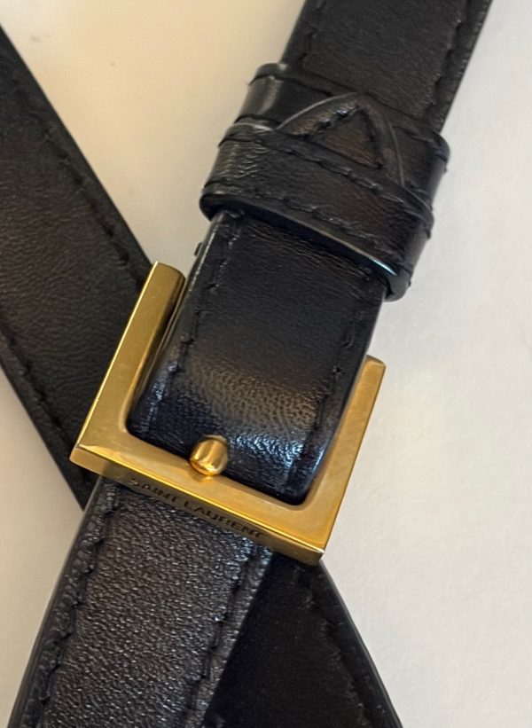 saint laurent ysl gold logo june box black bag diamond quilted lambskin w/box