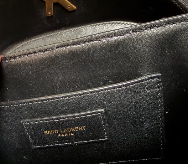 saint laurent ysl gold logo june box black bag diamond quilted lambskin w/box