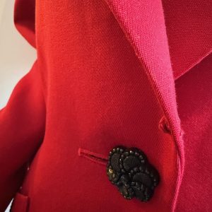 yves saint laurent vintage wool red blazer coat with black red trimmings f/w 1994
