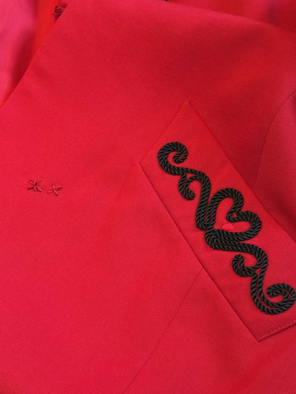 yves saint laurent vintage wool red blazer coat with black red trimmings f/w 1994