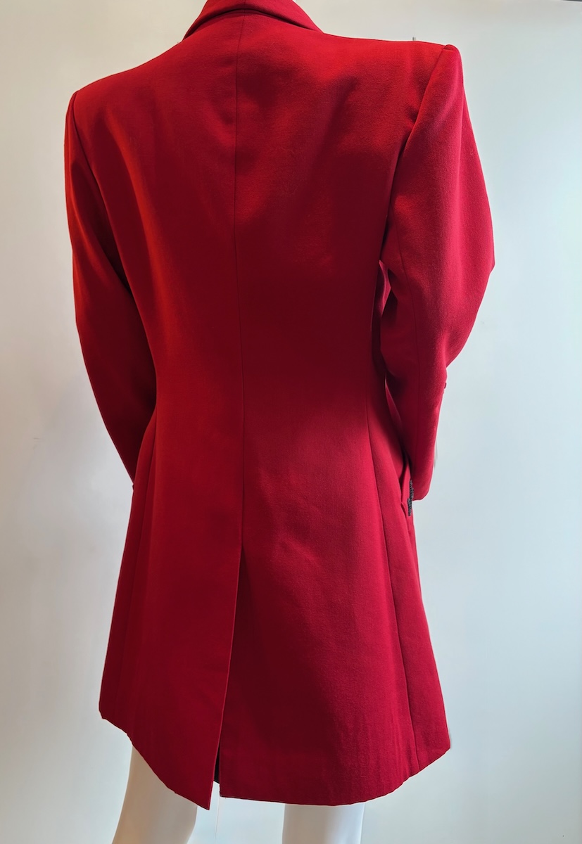 yves saint laurent vintage wool red blazer coat with black red trimmings f/w 1994