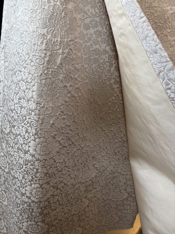 1960 french couture evening cream floral dress jacquard brocade pearls & sequins