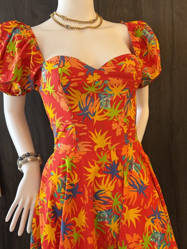 1970s french archive vintage floral maxi dress handmade in france