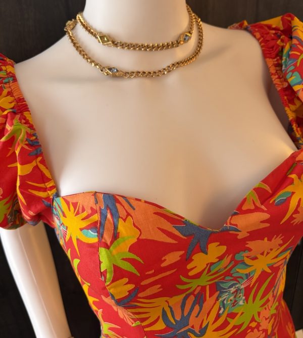 1970s french archive vintage floral maxi dress handmade in france