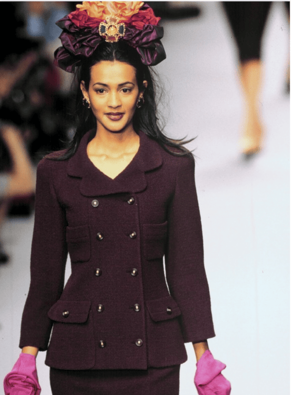 1995 chanel vintage runway archival chocolate brown tweed boucle suit collection 95a
