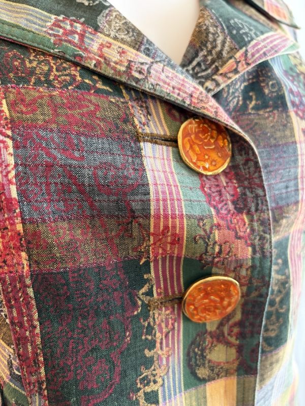1996 christian lacroix vintage plaid blazer multi enamel buttons