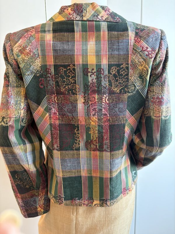 1996 christian lacroix vintage plaid blazer multi enamel buttons