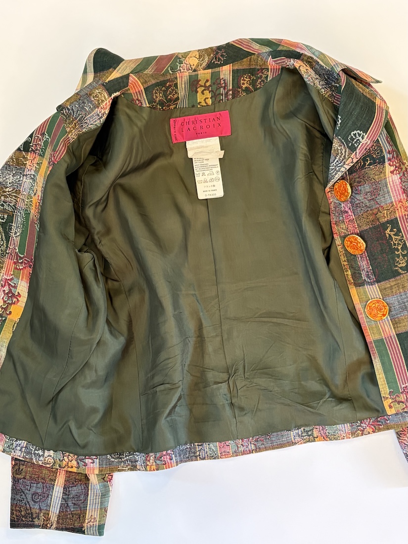 1996 christian lacroix vintage plaid blazer multi enamel buttons