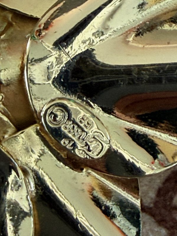 grosse 1958 henkel & grosse brooch floral camellia flower gold tone vintage