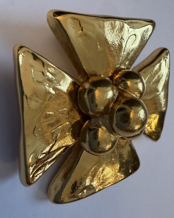 yves saint laurent large gold tone maltese cross clip on earrings 1988