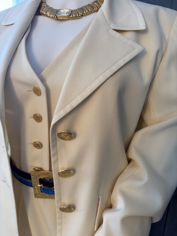 yves saint laurent variation vintage 2 pieces suit jacket & dress off white 1993