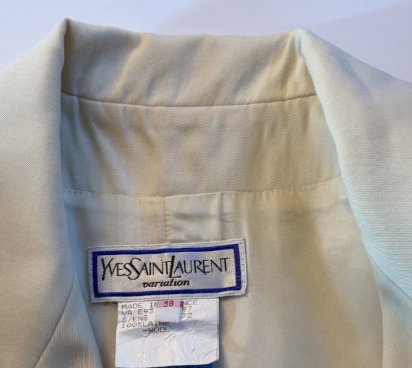 yves saint laurent variation vintage 2 pieces suit jacket & dress off white 1993
