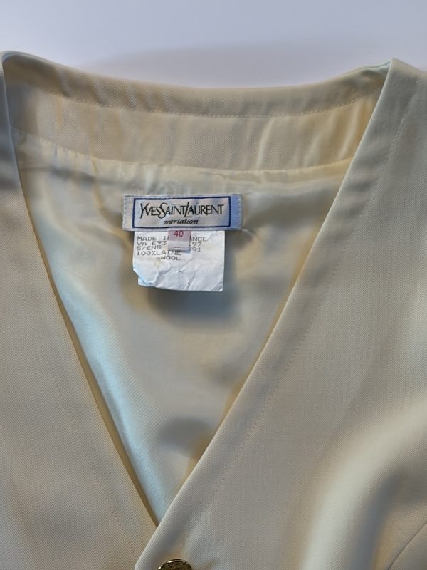 yves saint laurent variation vintage 2 pieces suit jacket & dress off white 1993