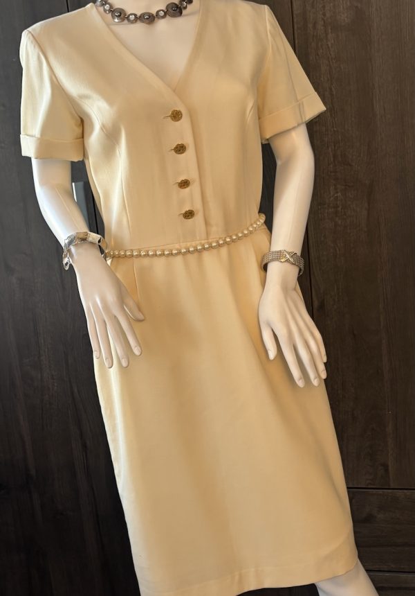 yves saint laurent variation vintage 2 pieces suit jacket & dress off white 1993