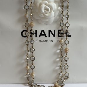 1981 chanel by robert goossens vintage long sautoir crystal & pearl byzantine necklace