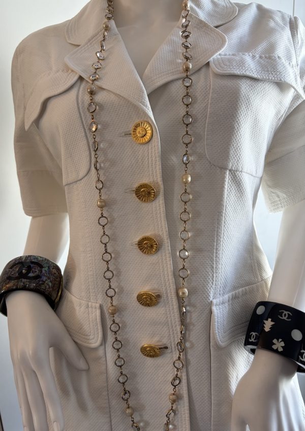 1981 chanel by robert goossens vintage long sautoir crystal & pearl byzantine necklace