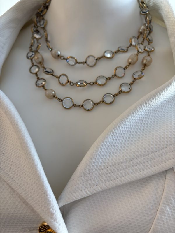 1981 chanel by robert goossens vintage long sautoir crystal & pearl byzantine necklace