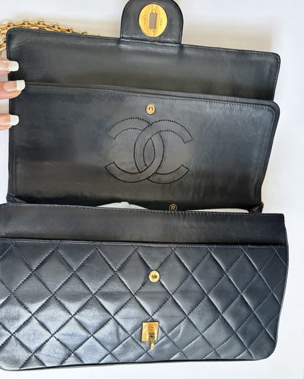 1983 chanel vintage archival iconic timeless 2.55 navy blue double flap 24k ghw w/box