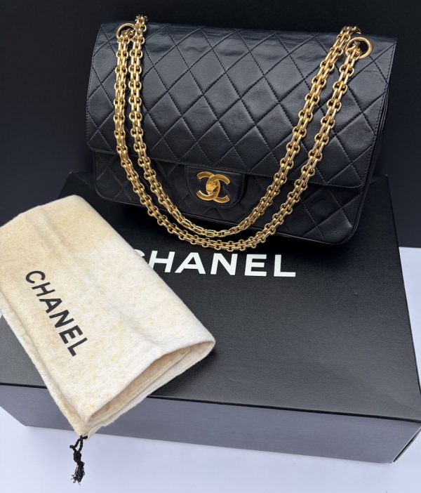 1983 chanel vintage archival iconic timeless 2.55 navy blue double flap 24k ghw w/box
