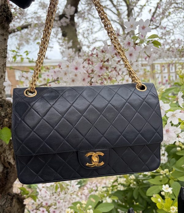 1983 chanel vintage archival iconic timeless 2.55 navy blue double flap 24k ghw w/box