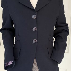 1990s christian lacroix bazar vintage navy blue fitted martingale wool crepe jacket