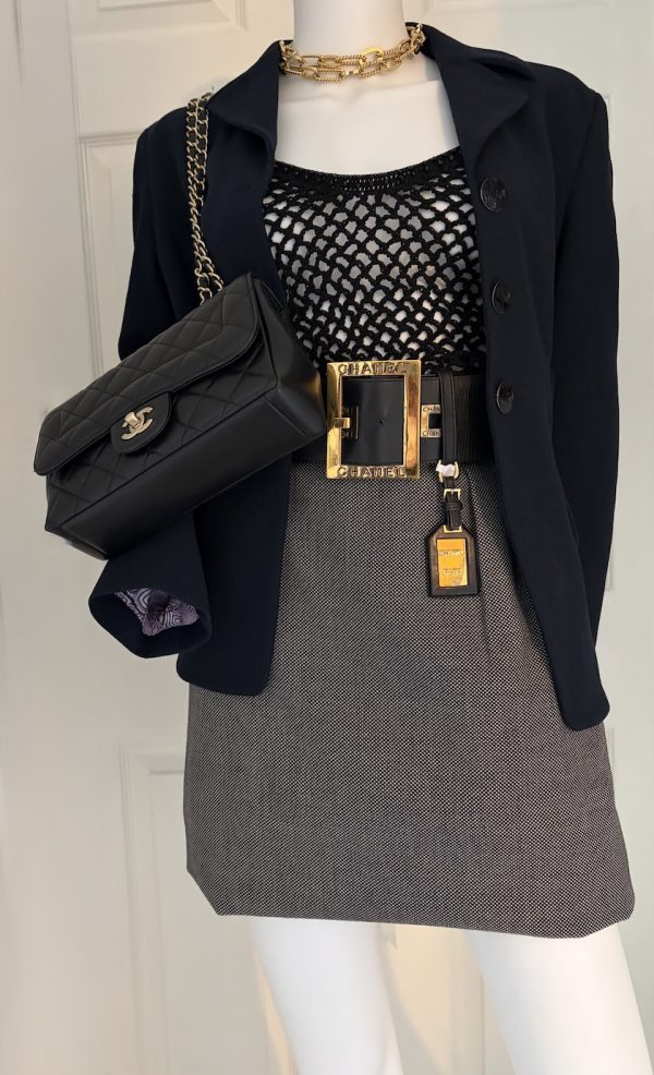 1990s christian lacroix bazar vintage navy blue fitted martingale wool crepe jacket