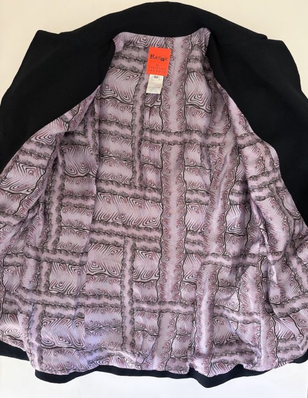 1990s christian lacroix bazar vintage navy blue fitted martingale wool crepe jacket