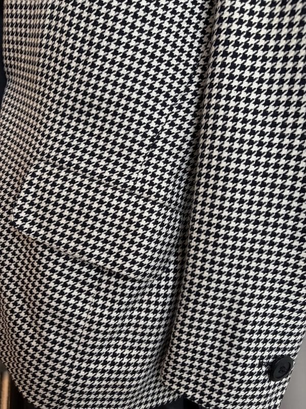 1990s yves saint laurent vintage double breasted black white houndstooth wool blazer smoking