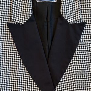 1990s yves saint laurent vintage double breasted black white houndstooth wool blazer smoking