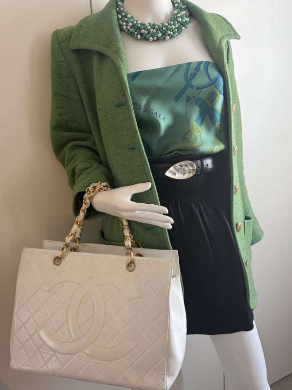 1990s yves saint laurent vintage single breasted green wool tweed jewel buttons jacket