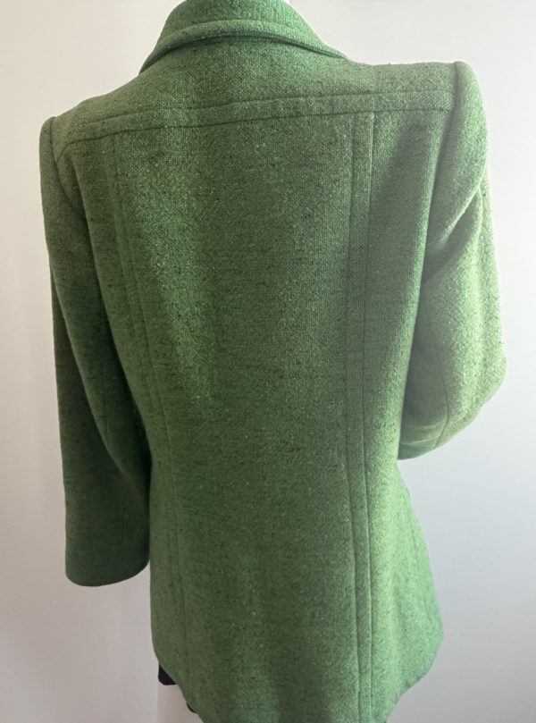 1990s yves saint laurent vintage single breasted green wool tweed jewel buttons jacket