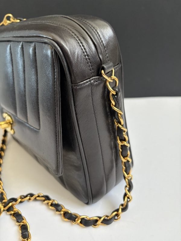 1995 chanel black vintage timeless cc logo lambskin vertical quilted flap bag
