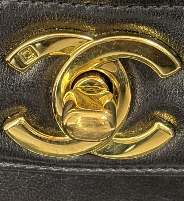 1995 chanel black vintage timeless cc logo lambskin vertical quilted flap bag